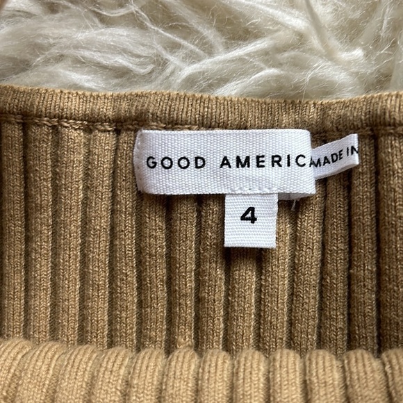 GOOD AMERICAN Ribbed butter pecan tan crop tank top women’s XL / 4 NWT new - Picture 3 of 4